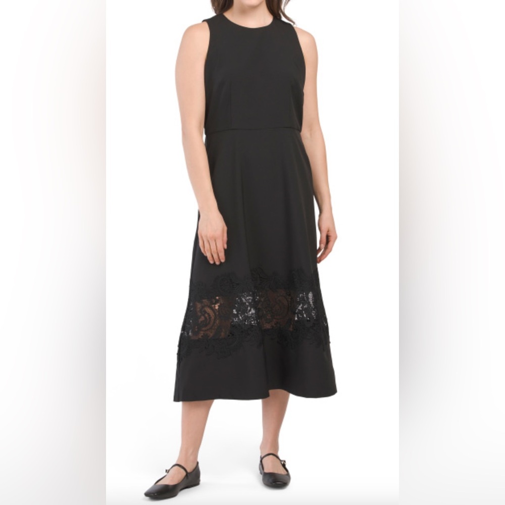 NWT! ANNE KLEIN maxi dress with beautiful lace hem. Black color, size 12
